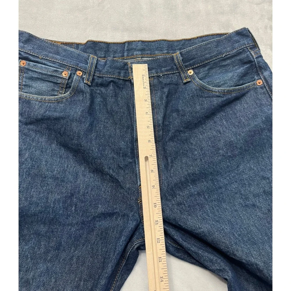 Levis 501 Original Fit Jeans Mens 38x32 Dark Blue Denim Button Fly Straight Leg
